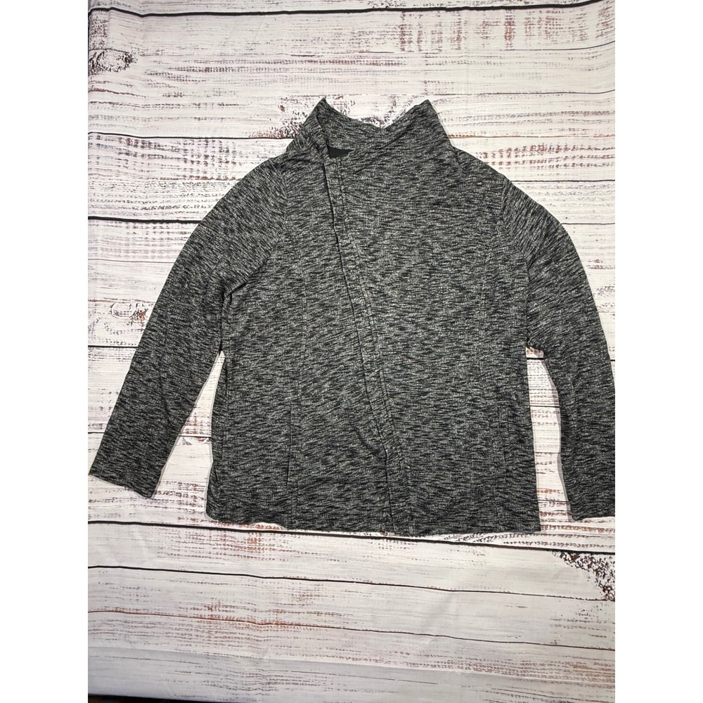 GH Bass & Co Womens XL Gray Space Dye Asymmetrical Zip Fleece Jacket